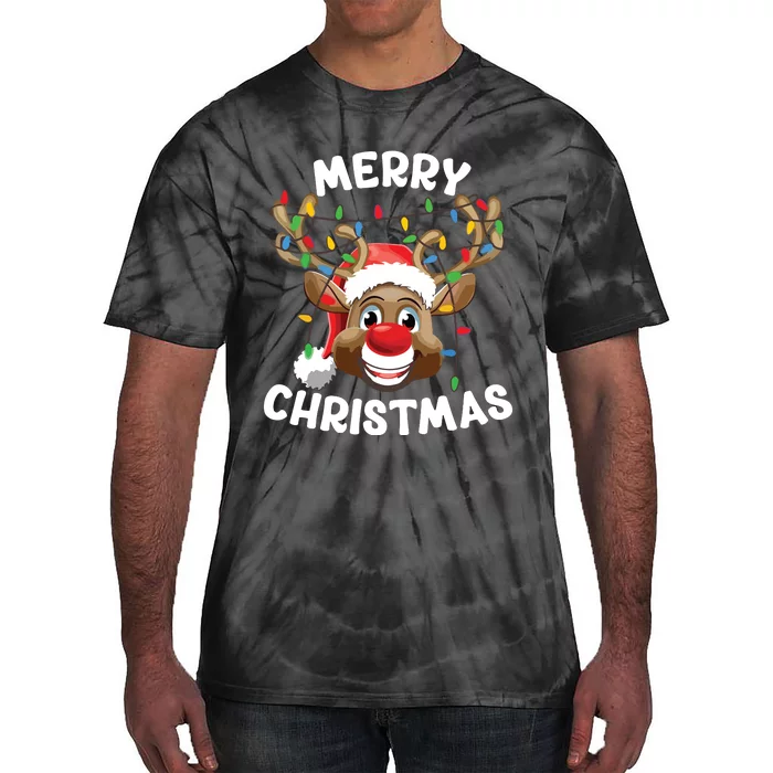 Merry Christmas Reindeer Squad Family Pajama Teen Boy Tie-Dye T-Shirt