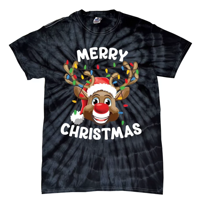 Merry Christmas Reindeer Squad Family Pajama Teen Boy Tie-Dye T-Shirt