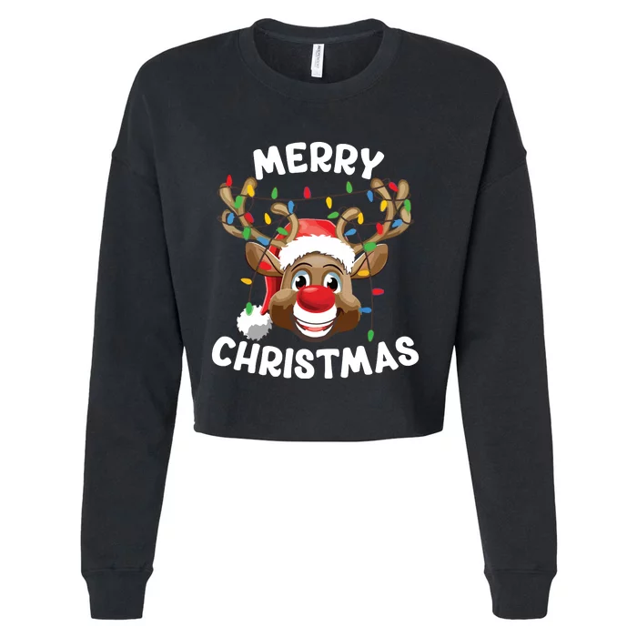 Merry Christmas Reindeer Squad Family Pajama Teen Boy Cropped Pullover Crew