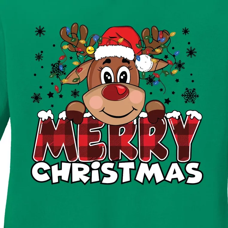 Merry Christmas Reindeer Women Family Matching Reindeer Ladies Long Sleeve Shirt