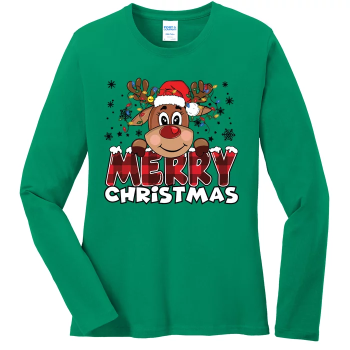 Merry Christmas Reindeer Women Family Matching Reindeer Ladies Long Sleeve Shirt