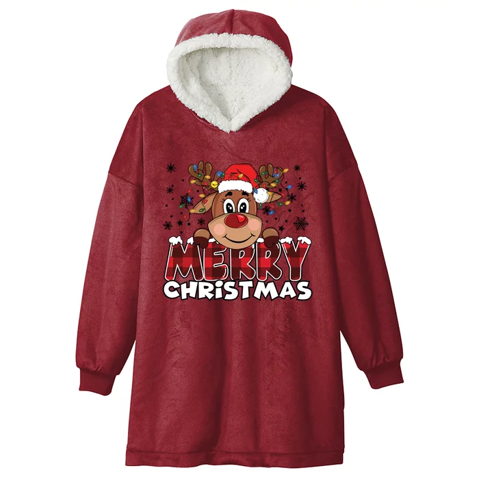 Merry Christmas Reindeer Women Family Matching Reindeer Hooded Wearable Blanket