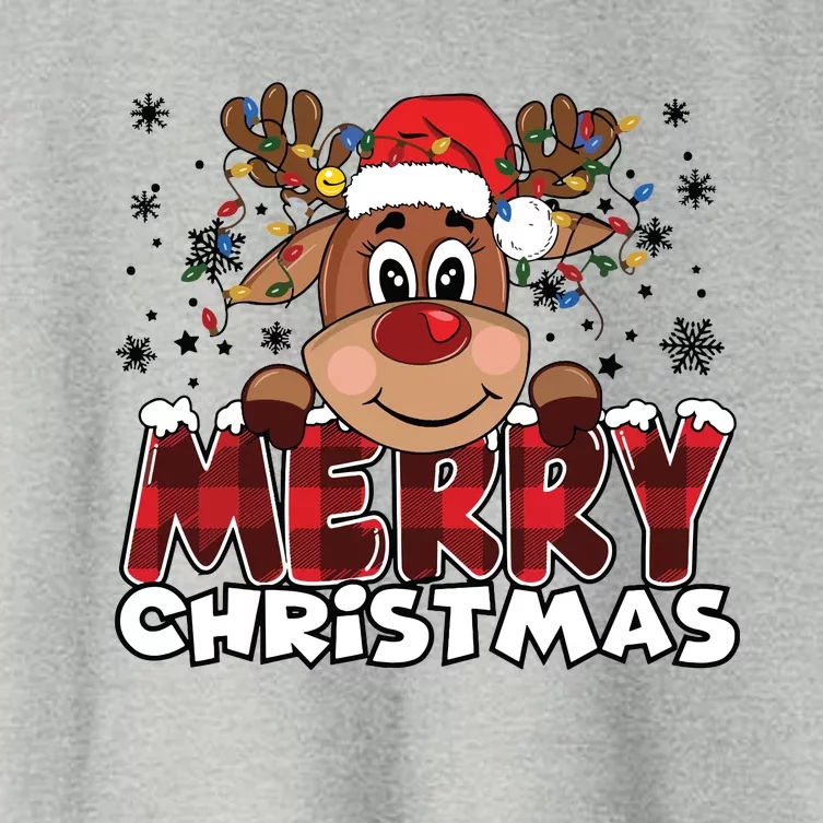 Merry Christmas Reindeer Women Family Matching Reindeer Women's Crop Top Tee