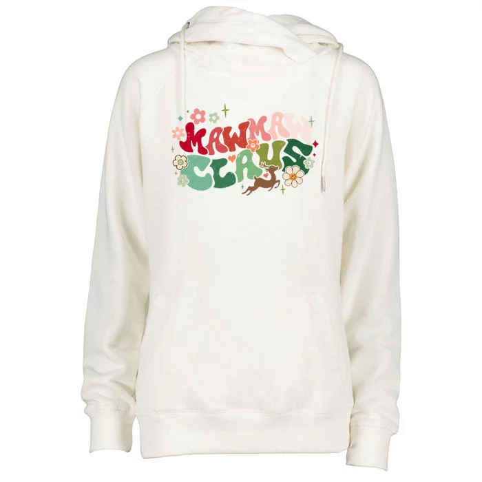 Mamaw Claus Retro Christmas Matching Family Pajama Funny Gift Womens Funnel Neck Pullover Hood