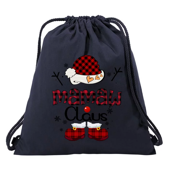 Mamaw Claus Red Plaid Grandma Gift Great Gift Drawstring Bag