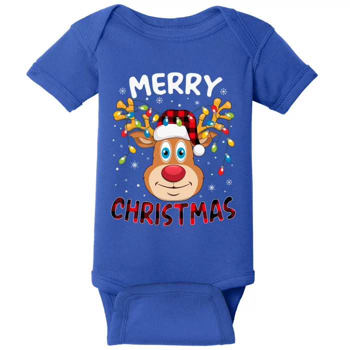 Merry Christmas Reindeer Xmas Family Gift Baby Bodysuit