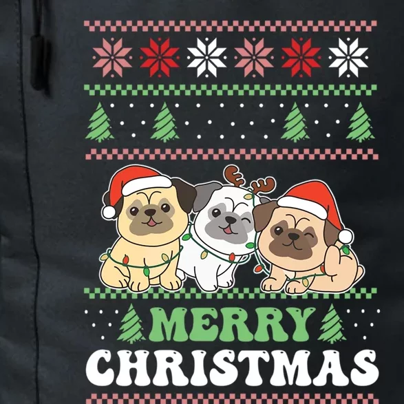 Merry Christmas Retro Ugly Christmas Pug Gift Daily Commute Backpack