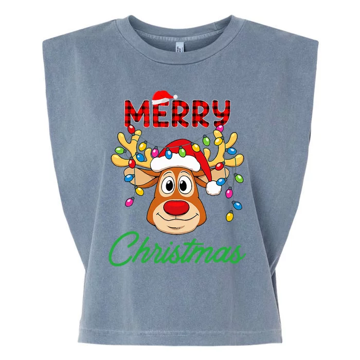 Merry Christmas Reindeer  Family Matching Reindeer Garment-Dyed Women's Muscle Tee