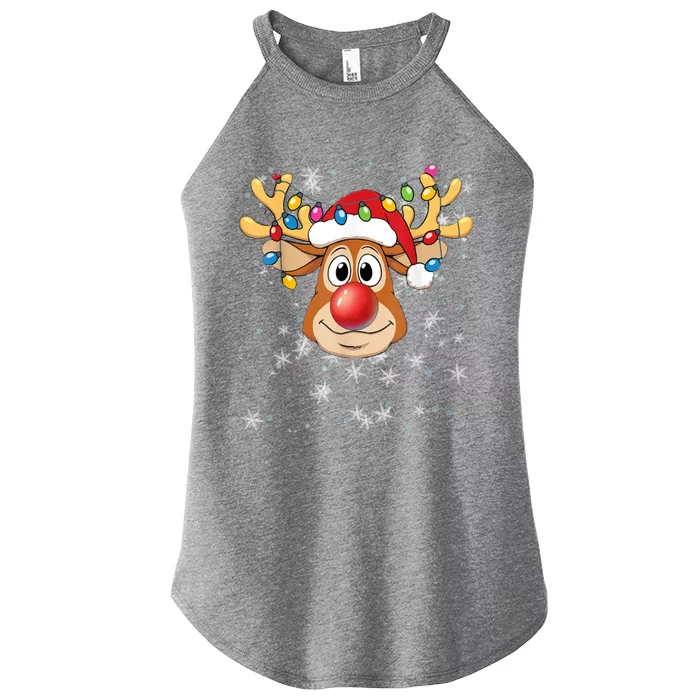 Merry Christmas Reindeer Xmas Santa Claus Gift Women’s Perfect Tri Rocker Tank