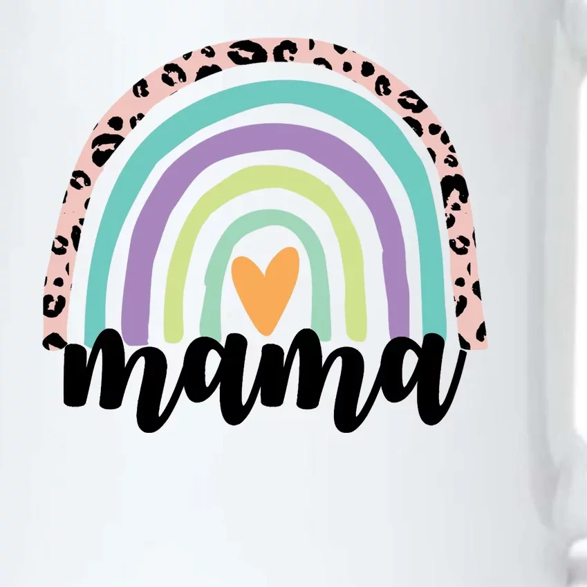 Mama Cheetah Rainbow Heart Black Color Changing Mug