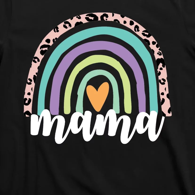 Mama Cheetah Rainbow Heart T-Shirt