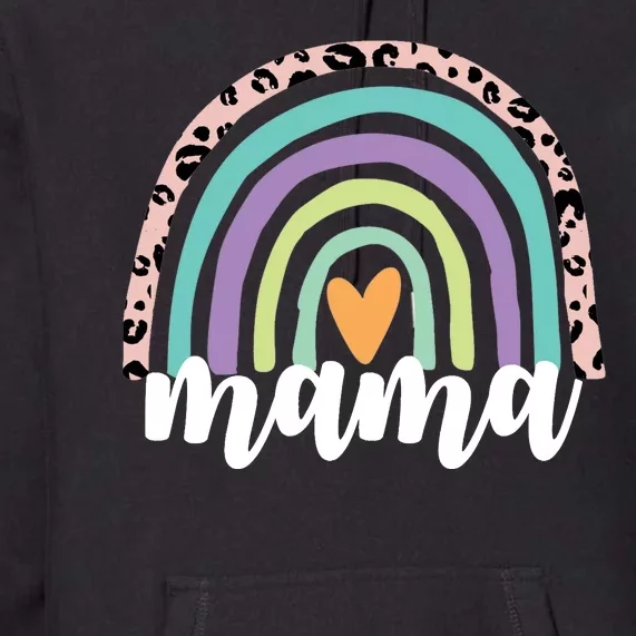 Mama Cheetah Rainbow Heart Premium Hoodie