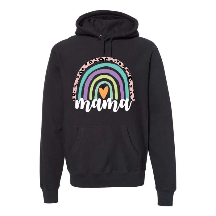 Mama Cheetah Rainbow Heart Premium Hoodie