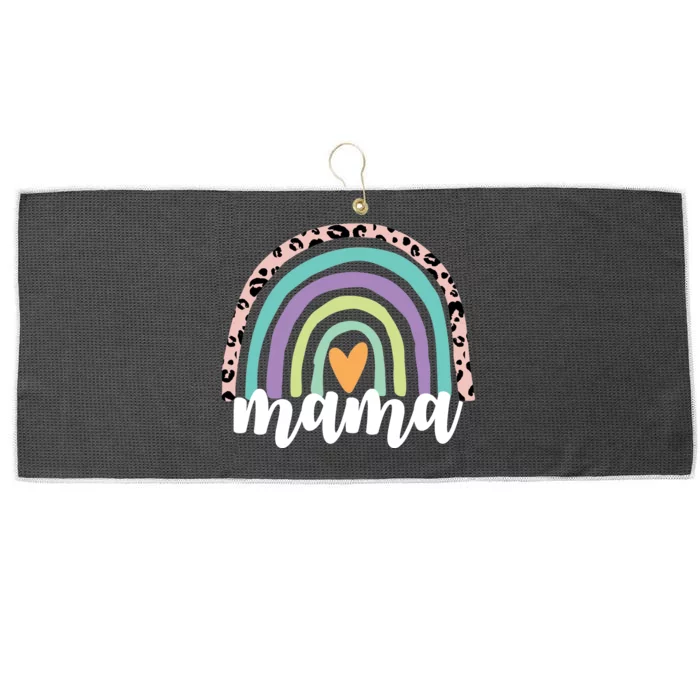 Mama Cheetah Rainbow Heart Large Microfiber Waffle Golf Towel