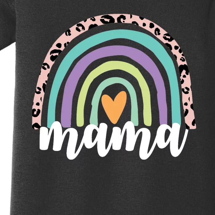 Mama Cheetah Rainbow Heart Baby Bodysuit