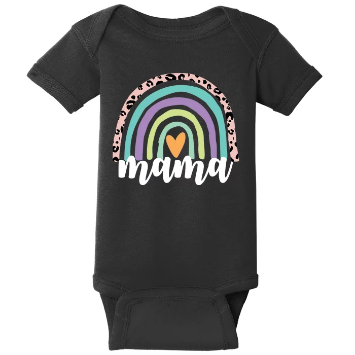 Mama Cheetah Rainbow Heart Baby Bodysuit