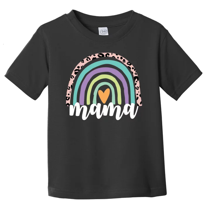 Mama Cheetah Rainbow Heart Toddler T-Shirt