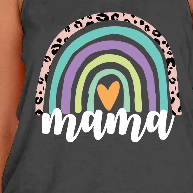 Mama Cheetah Rainbow Heart Women's Knotted Racerback Tank