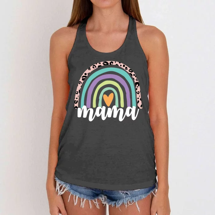 Mama Cheetah Rainbow Heart Women's Knotted Racerback Tank