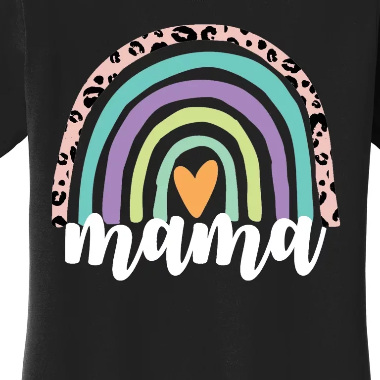 Mama Cheetah Rainbow Heart Women's T-Shirt