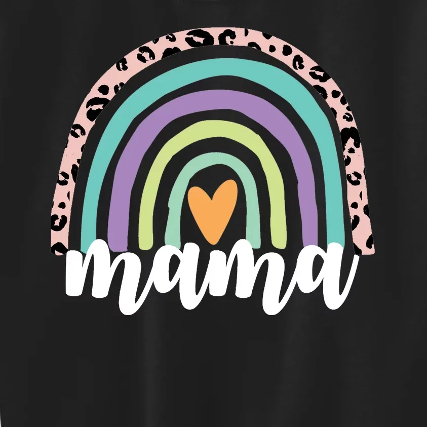 Mama Cheetah Rainbow Heart Kids Sweatshirt