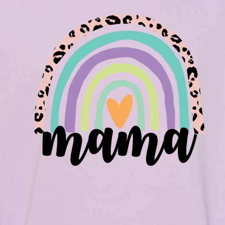 Mama Cheetah Rainbow Heart Garment-Dyed Sweatshirt