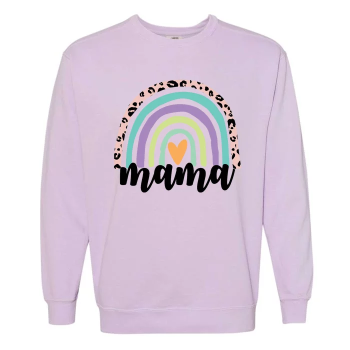 Mama Cheetah Rainbow Heart Garment-Dyed Sweatshirt