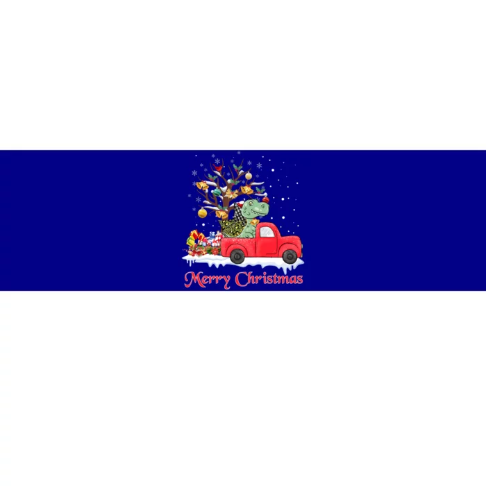 Merry Christmas Red Truck Dinosaur Rex Christmas Tree Snow Gift Bumper Sticker