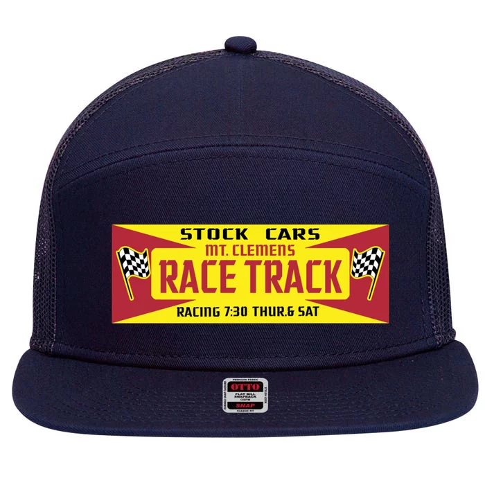 Mt Cle Race Track Funny Gift 7 Panel Mesh Trucker Snapback Hat