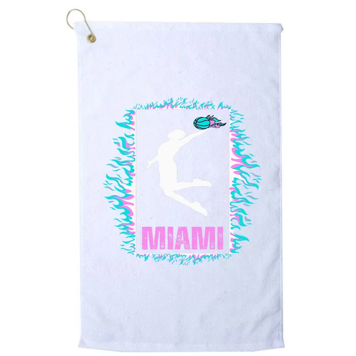 Miami City Retro Vintage Hoops On Fire 305 Baller Southbeach Platinum Collection Golf Towel