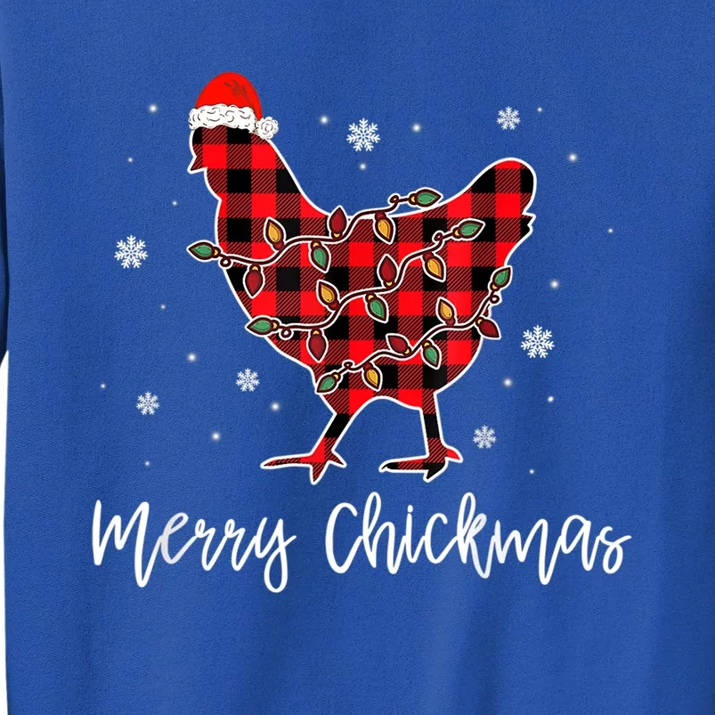 Merry Chickmas Red Plaid Pajama Chicken Santa Hat Chritsmas Meaningful Gift Sweatshirt