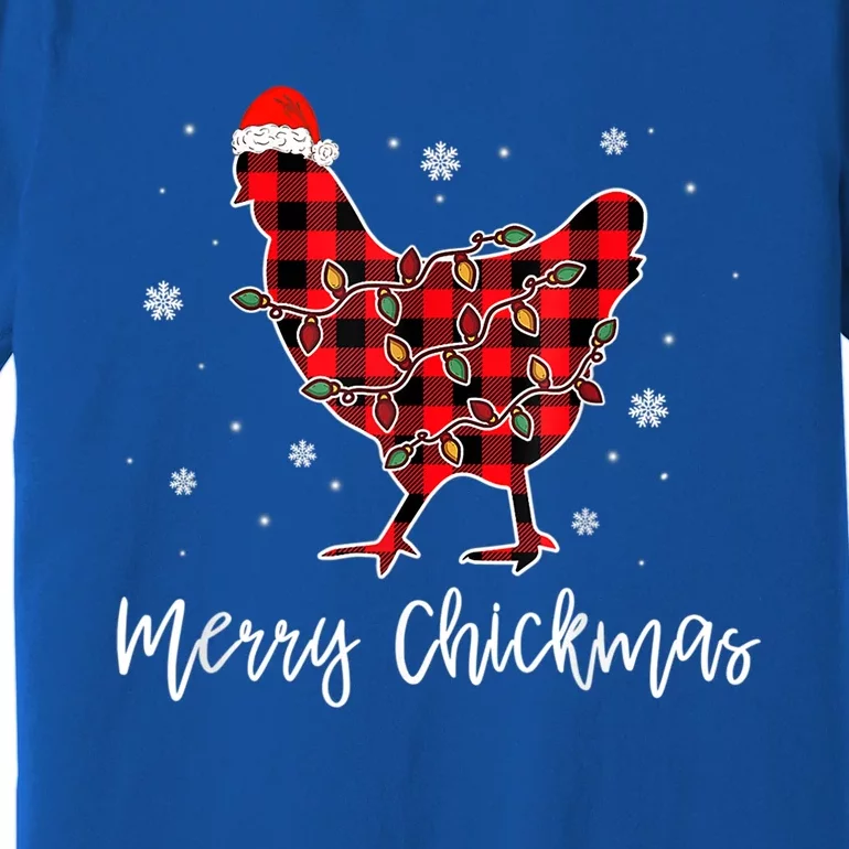 Merry Chickmas Red Plaid Pajama Chicken Santa Hat Chritsmas Meaningful Gift Premium T-Shirt