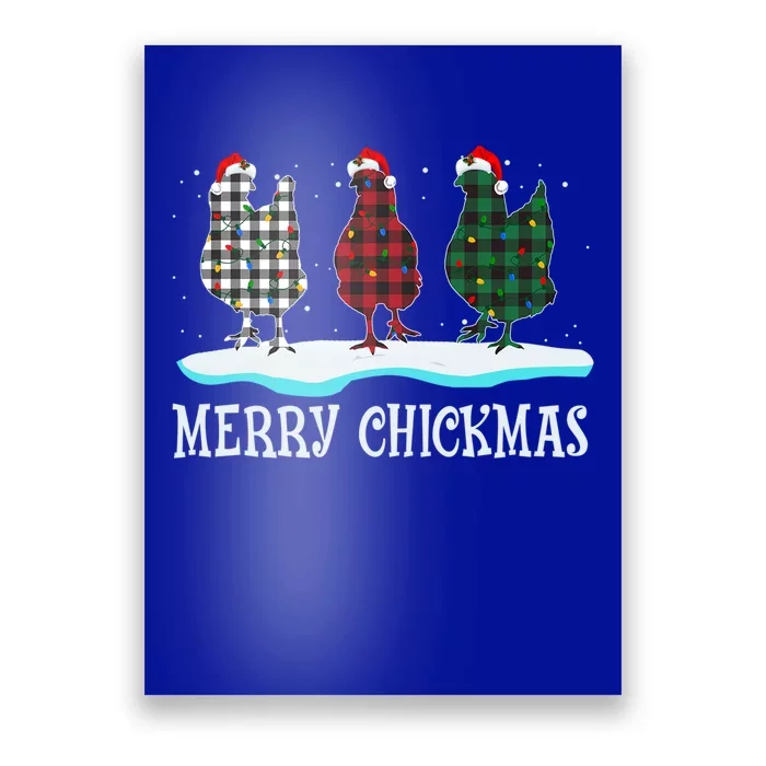 Merry Chickmas Red Plaid Pajama Chicken Santa Hat Chritsmas Gift Poster