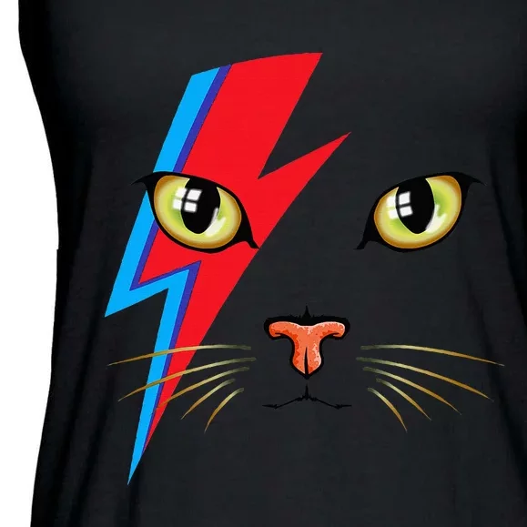 Meowie Cat Retro Kitty Cat Funny Glam Rock Music Ladies Essential Flowy Tank