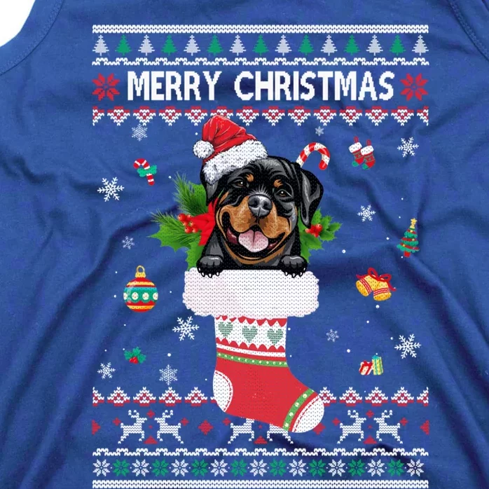 Merry Christmas Rottweiler In Sock Dog Funny Ugly Xmas Gift Tank Top