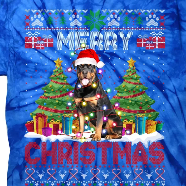 Merry Christmas Rottweiler Santa Family Ugly Xmas Sweater Gift Tie-Dye T-Shirt