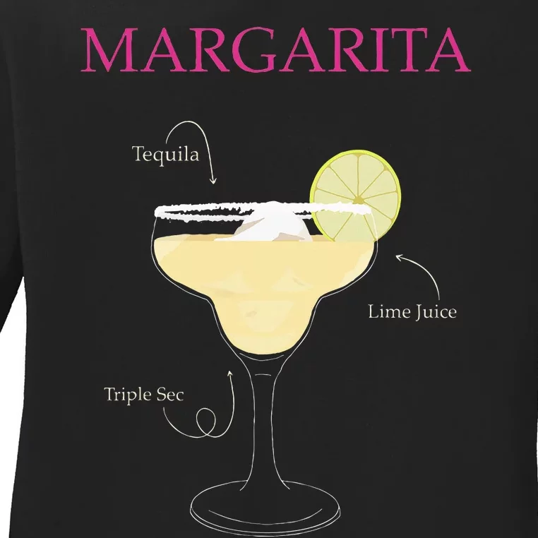 Margarita Cocktail Recipe Ladies Long Sleeve Shirt