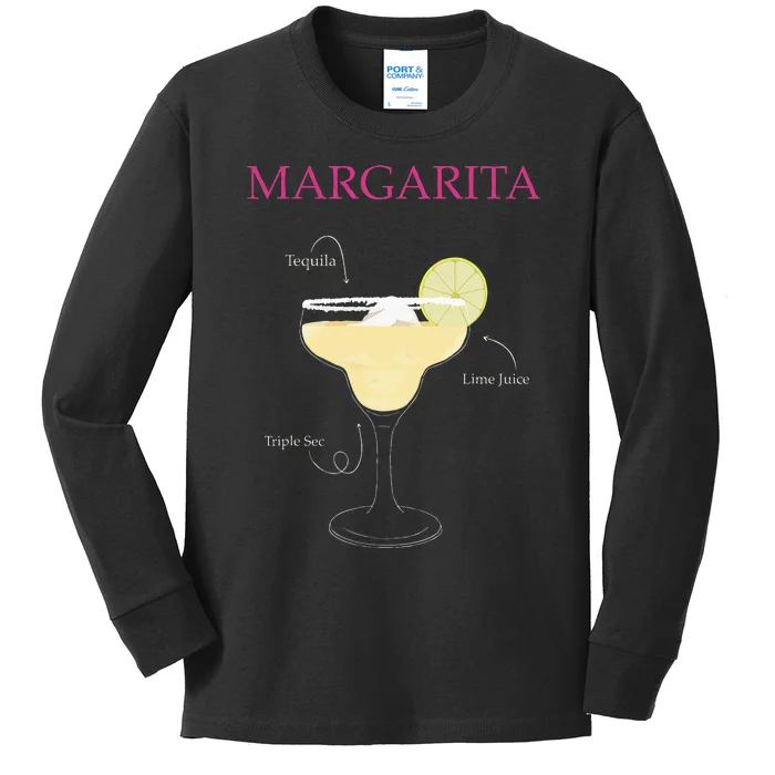 Margarita Cocktail Recipe Kids Long Sleeve Shirt