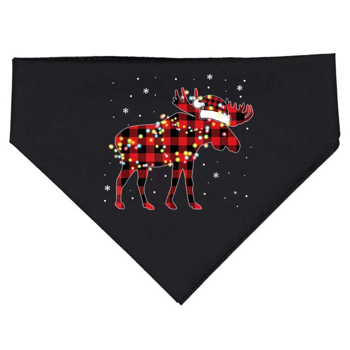 Moose Christmas Red Plaid Buffalo Pajama Matching Gift TShirt USA-Made Doggie Bandana