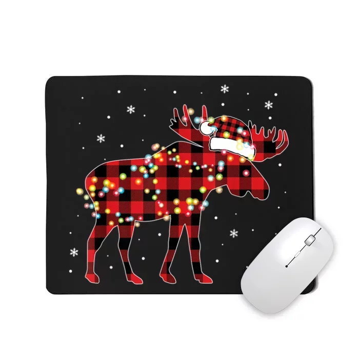 Moose Christmas Red Plaid Buffalo Pajama Matching Gift TShirt Mousepad