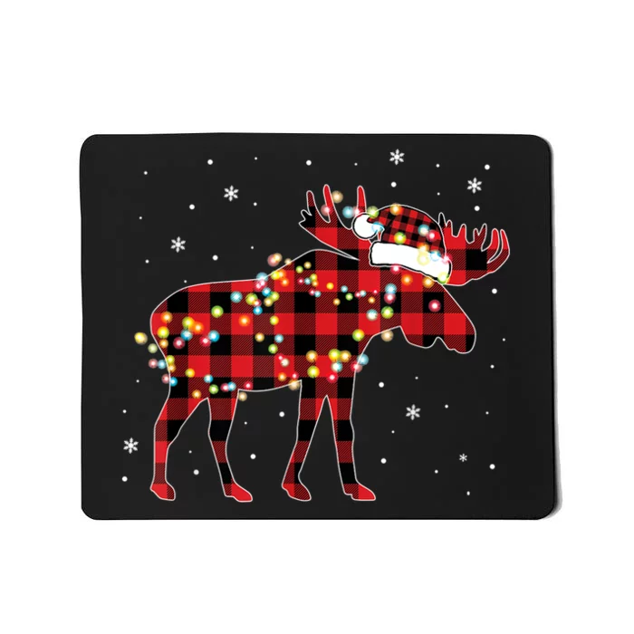 Moose Christmas Red Plaid Buffalo Pajama Matching Gift TShirt Mousepad