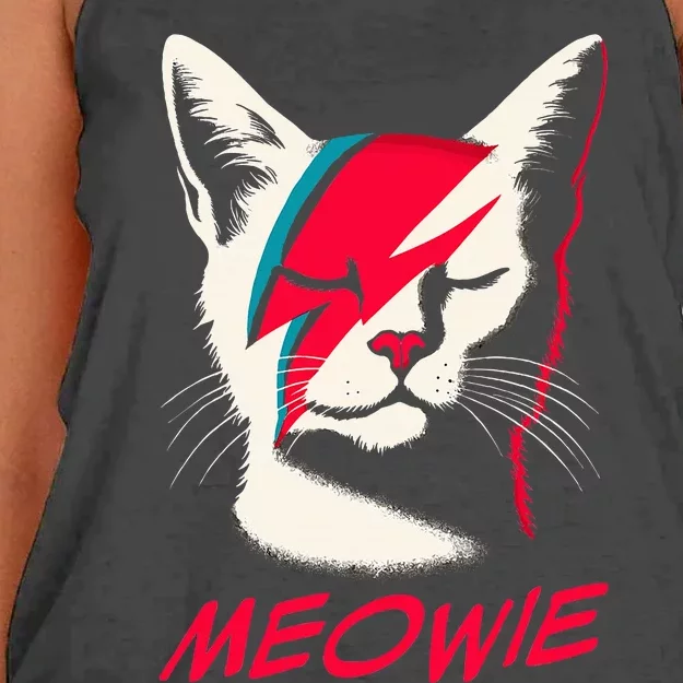 Meowie Cat Rock Music Concert Band Women's Knotted Racerback Tank