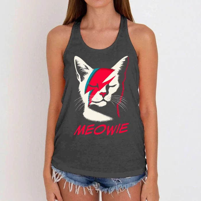 Meowie Cat Rock Music Concert Band Women's Knotted Racerback Tank