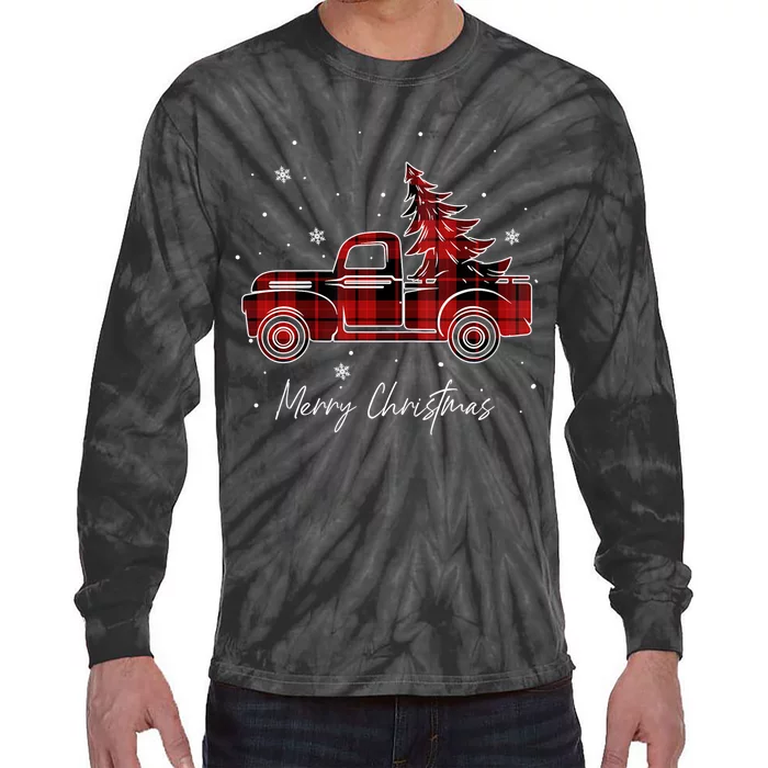 Merry Christmas Red Truck Family Matching Christmas Pajama Tie-Dye Long Sleeve Shirt