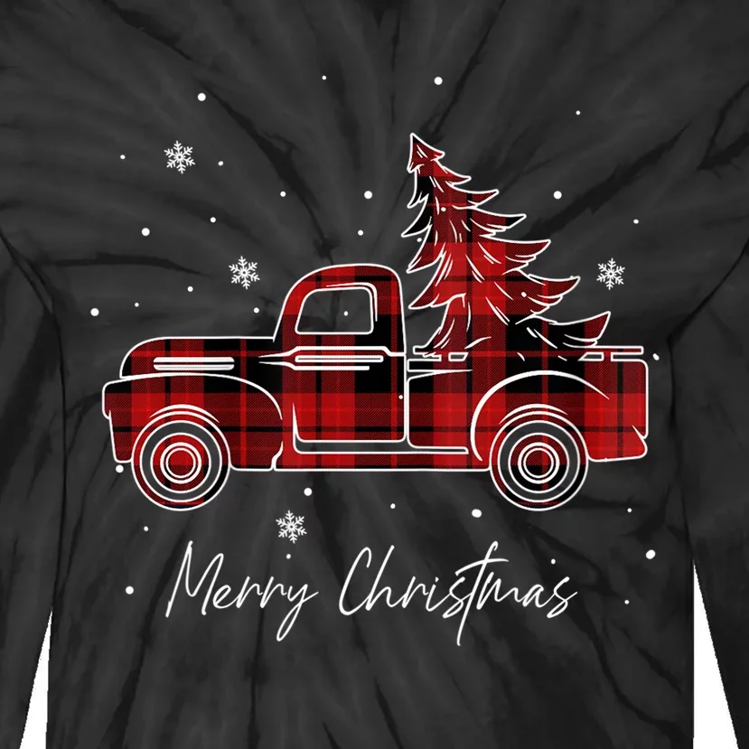 Merry Christmas Red Truck Family Matching Christmas Pajama Tie-Dye Long Sleeve Shirt