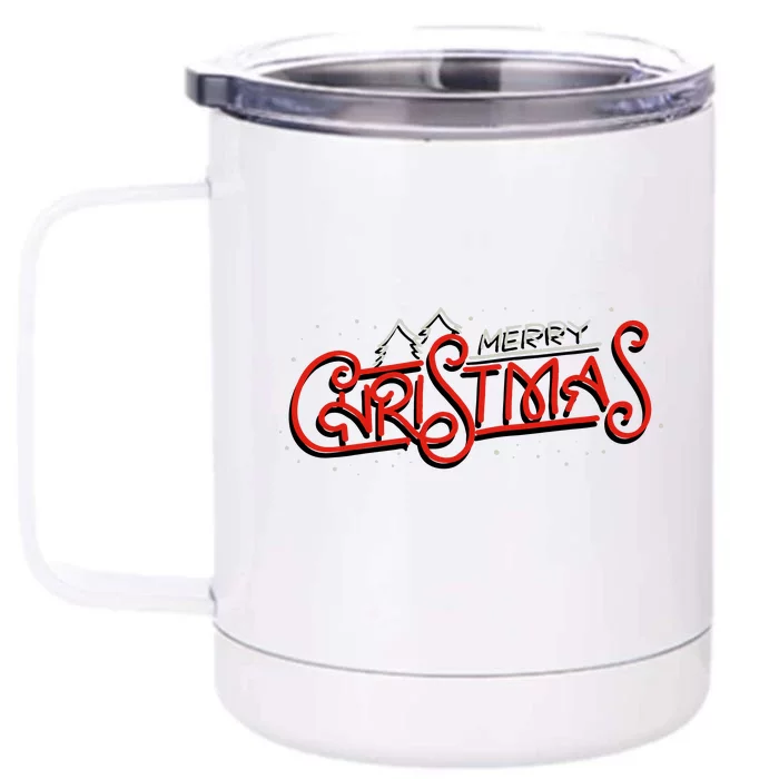 Merry Christmas Retro Front & Back 12oz Stainless Steel Tumbler Cup