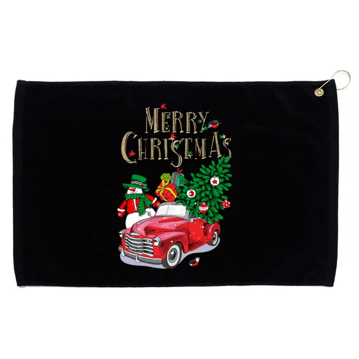 Merry Christmas Red Car Snow Ice Grommeted Golf Towel