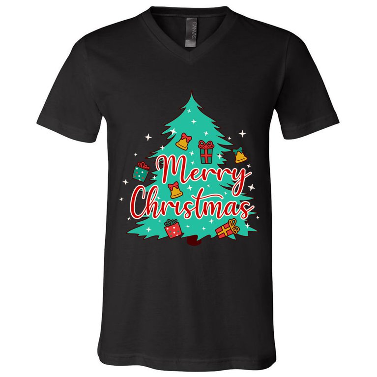Merry Christmas Retro Christmas Tree Santa Claus Xmas Goodies Groovy Plus Size V-Neck T-Shirt