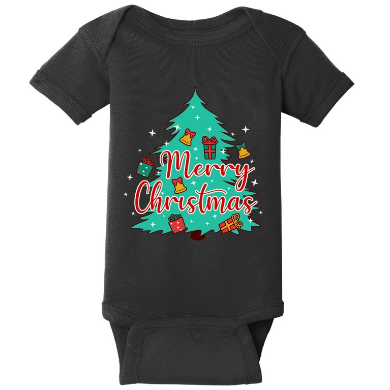 Merry Christmas Retro Christmas Tree Santa Claus Xmas Goodies Groovy Plus Size Baby Bodysuit