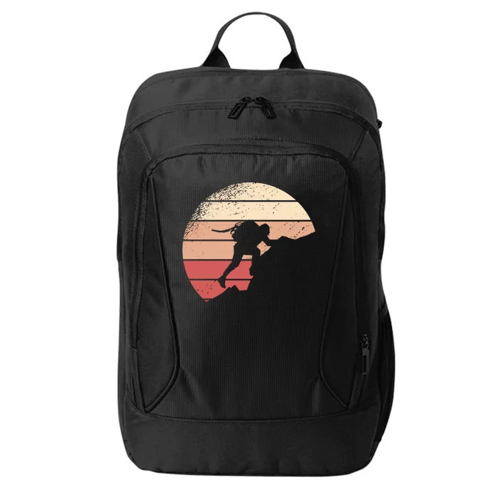 Mountain Climber Retro Sunset City Backpack